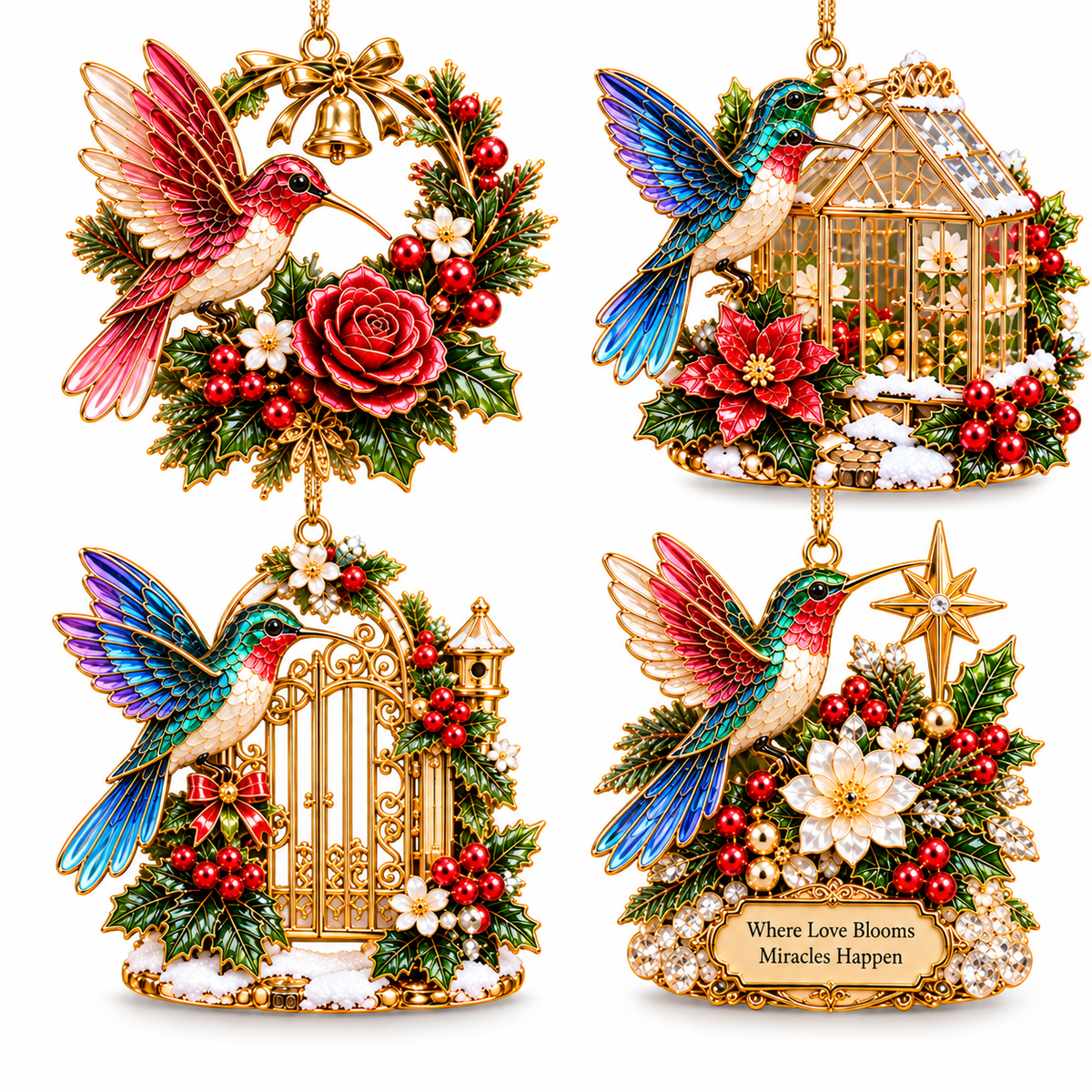 Hummingbird Christmas Ornament – Festive Bird Keepsake Collection, Elegant Holiday Gift for Mom, Grandma & Hummingbird Lovers