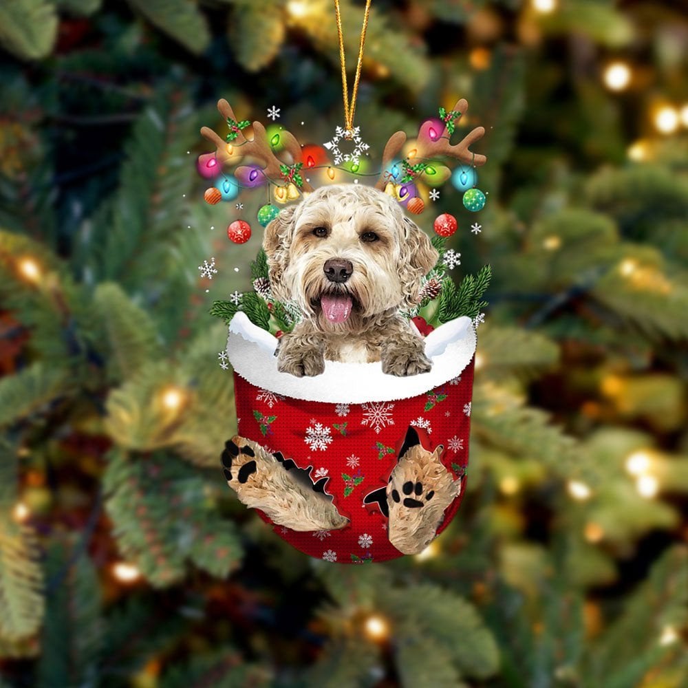Goldendoodle 1 In Snow Pocket Ornament
