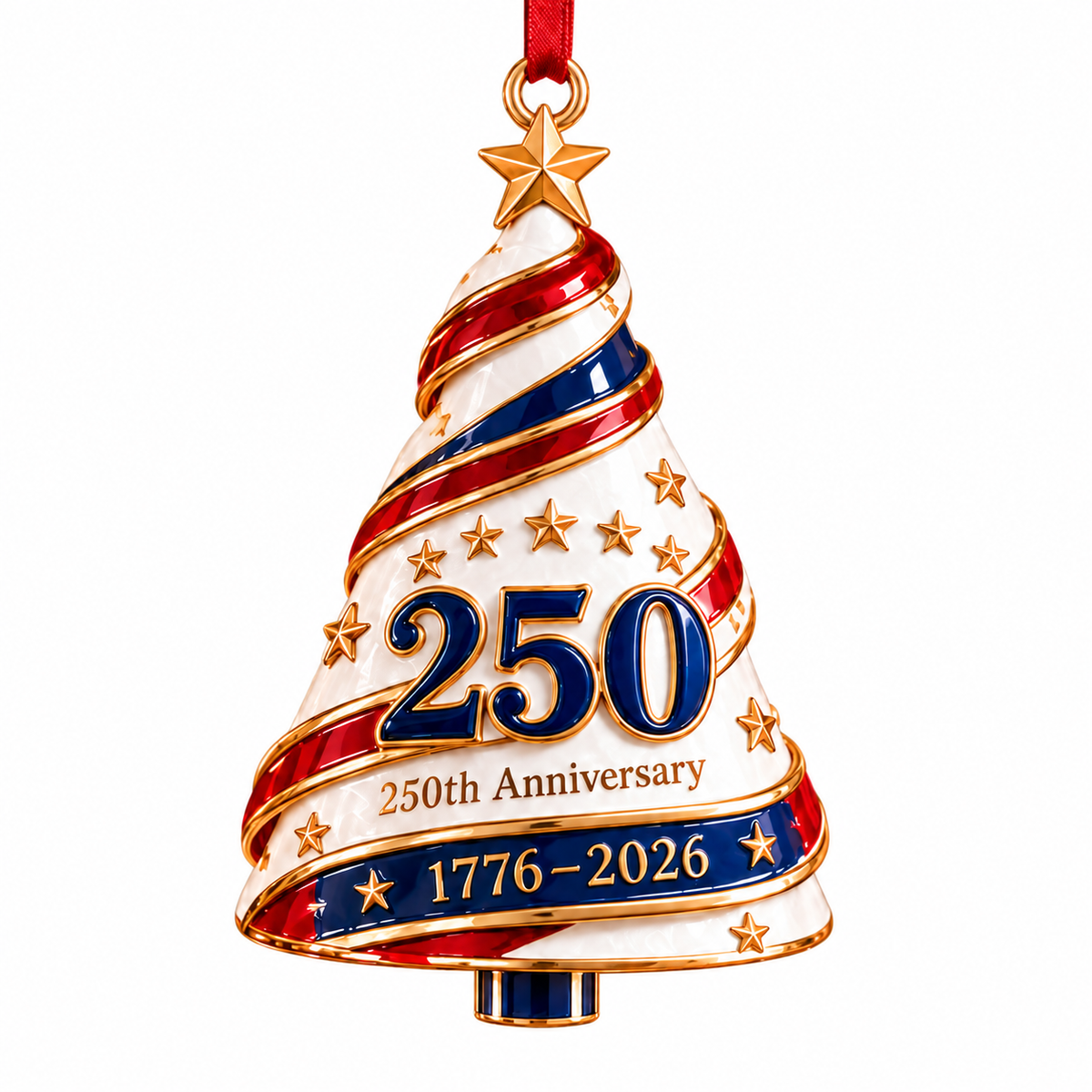 2026 Patriotic Christmas Tree Ornaments – 250th Anniversary Keepsake Collection, 1776–2026