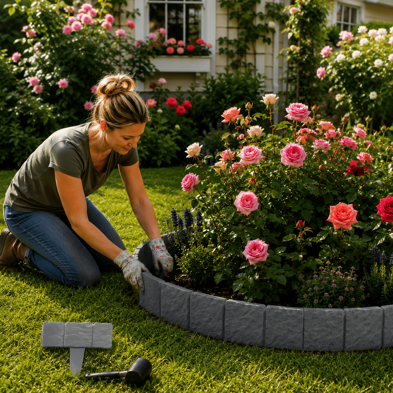 ☘️Faux Stone Landscape Edging Border with Realistic Natural Rock Appearance