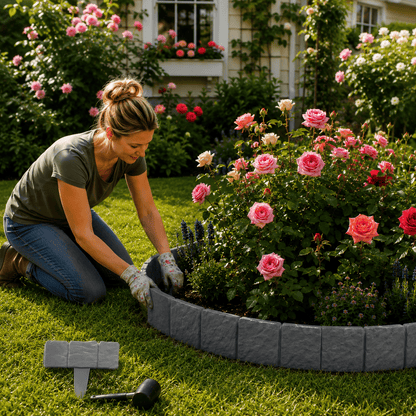 ☘️Faux Stone Landscape Edging Border with Realistic Natural Rock Appearance