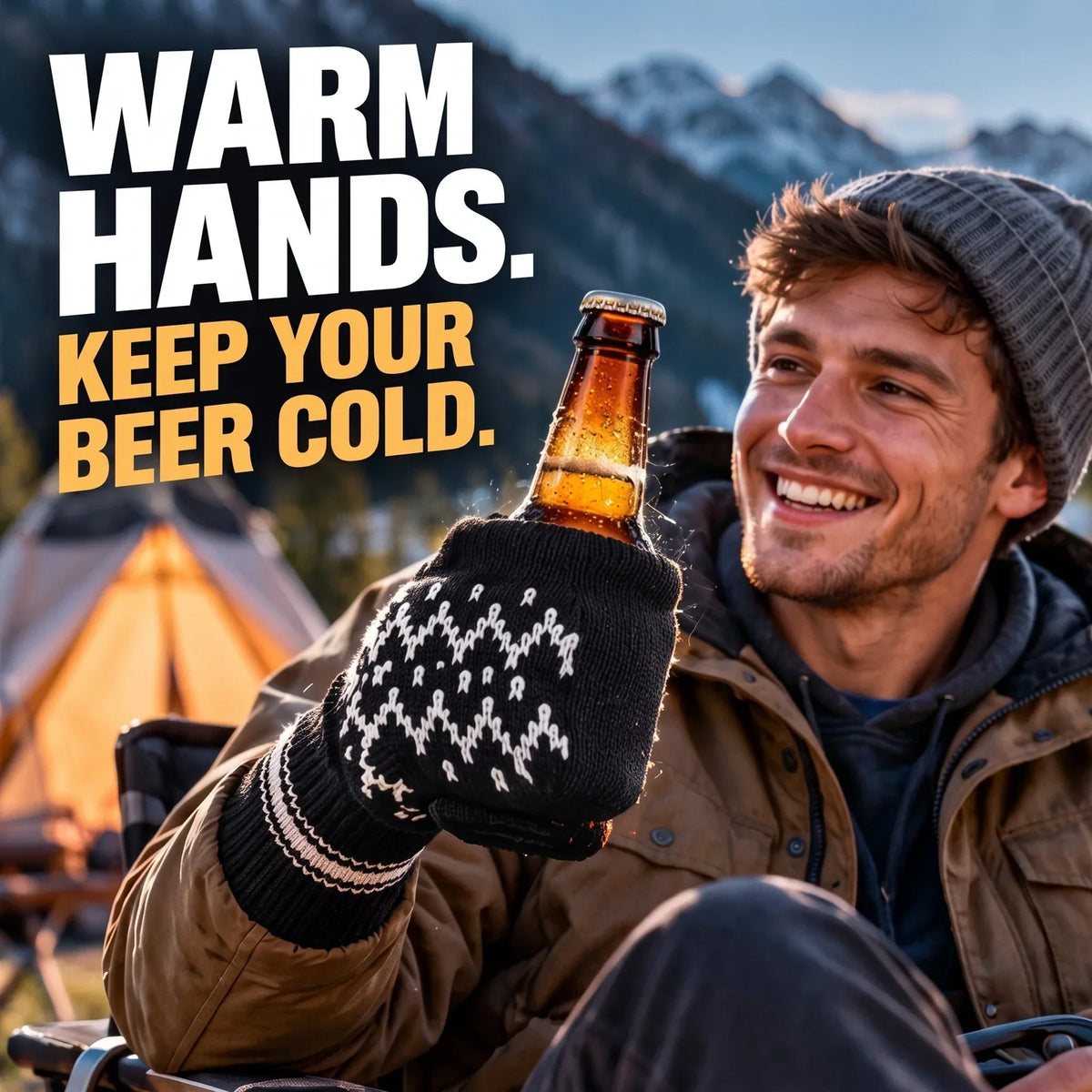 💥50% OFF 🧤Knitted Striped Thermal Beer Glove