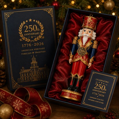 250th Anniversary Heritage Nutcracker Ornament | Patriotic 1776–2026 Christmas Gift