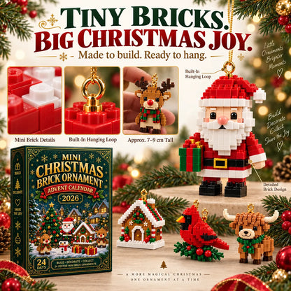 ⏳ Last Day 49% OFF – 🎄24-Day Mini Christmas Brick Ornament Advent Calendar | 24 Unique Buildable Holiday Ornaments to Create. Hang & Keep 🧱