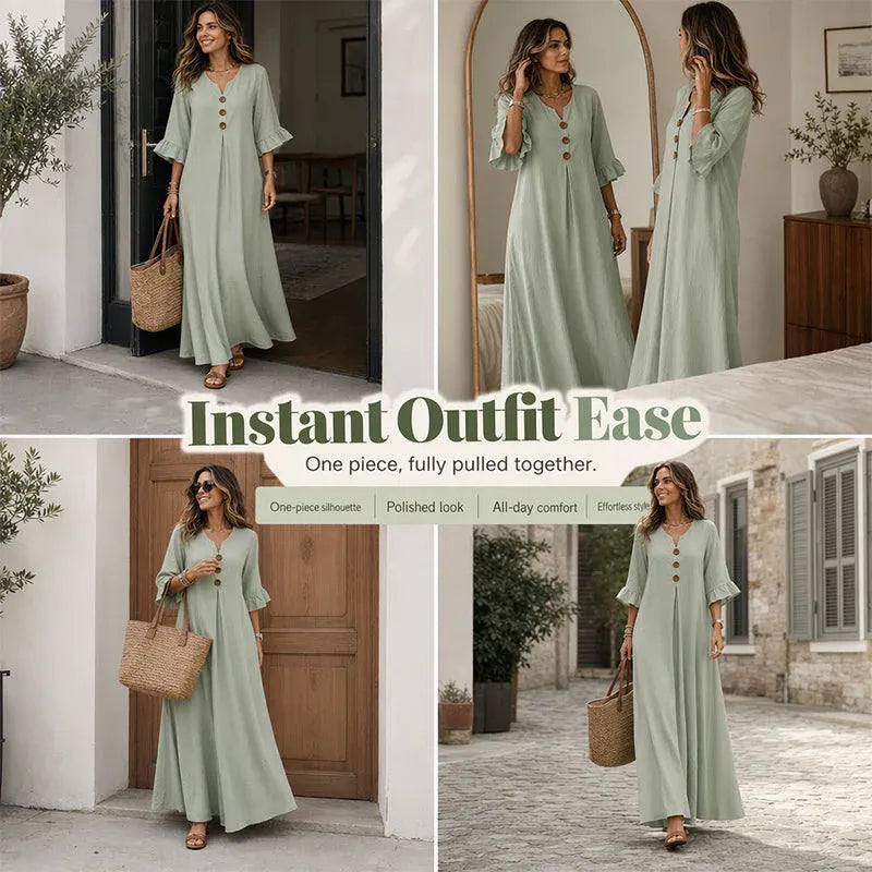 👗 LIMITED-TIME 49% OFF! ✨ Women's V-Neck Loose Maxi Dress – Flowing Silhouette, Soft Drape, Day to Dinner 🌙