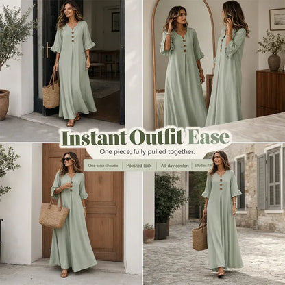 👗 LIMITED-TIME 49% OFF! ✨ Women's V-Neck Loose Maxi Dress – Flowing Silhouette, Soft Drape, Day to Dinner 🌙