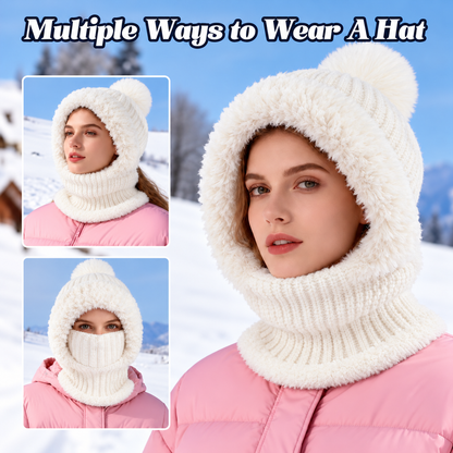 🎁49% OFF! 🥶 ❤️ 3-in-1 Women's Knitted Winter Hood with Soft Fleece Lining 🧣