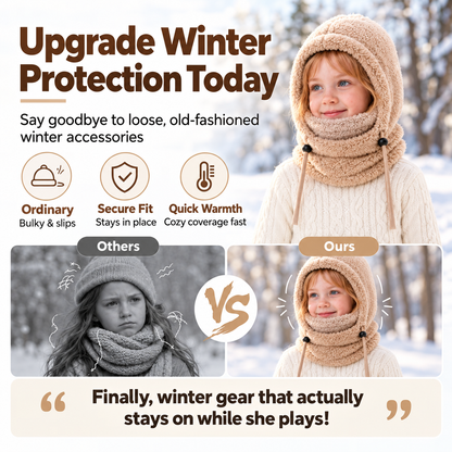 🔥 49% OFF – 3-in-1 Kids' Winter Hood – Soft Fleece Hat, Face Cover & Neck Warmer❄️🧣
