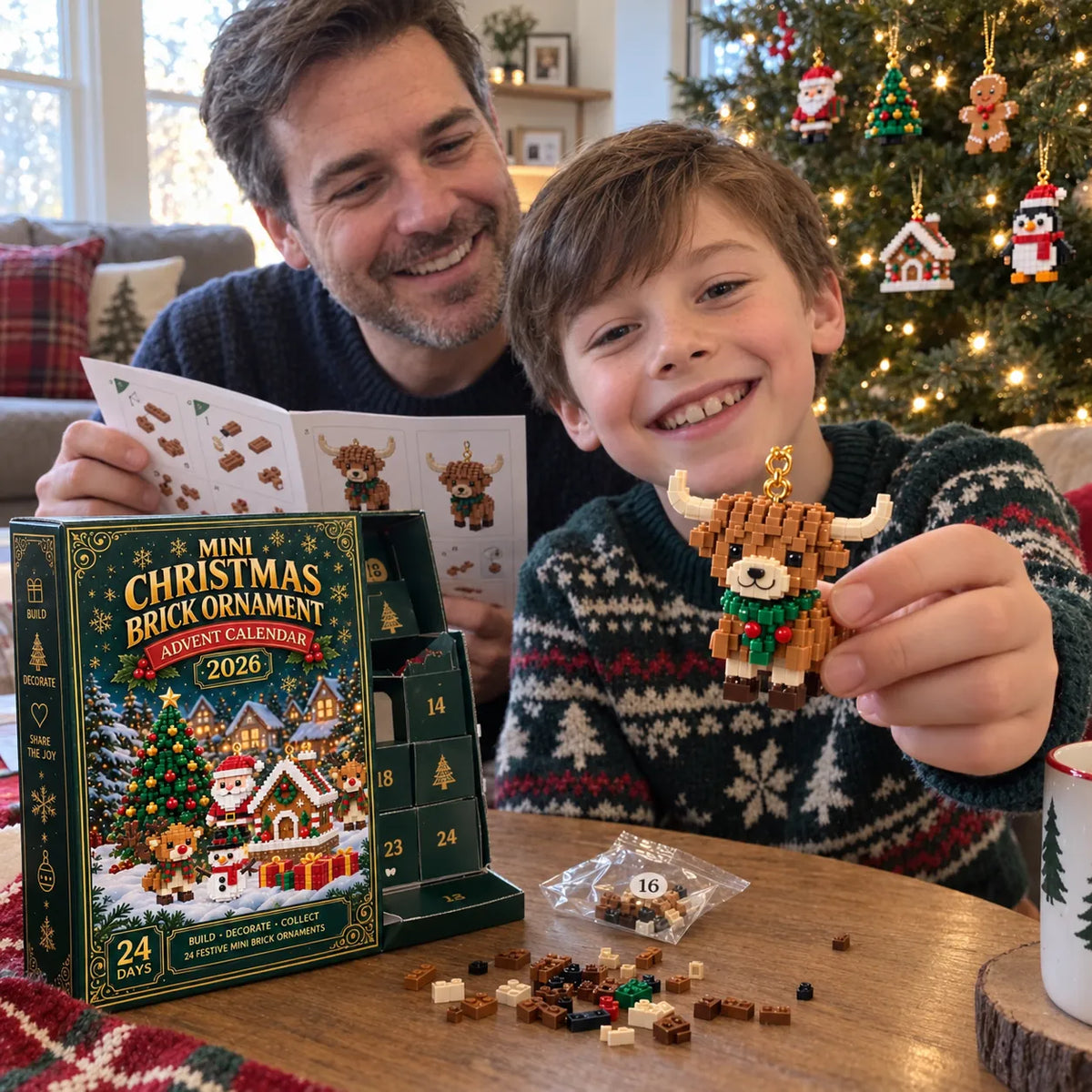 ⏳ Last Day 49% OFF – 🎄24-Day Mini Christmas Brick Ornament Advent Calendar | 24 Unique Buildable Holiday Ornaments to Create. Hang & Keep 🧱