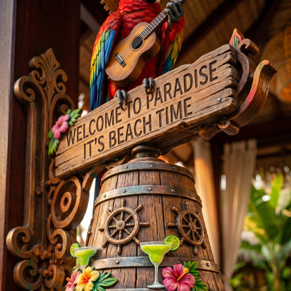 🔥Last Day 49% OFF Sola🔥-🐠 "Parrot Head Paradise Welcome to Paradise" Tropical Wall Bell