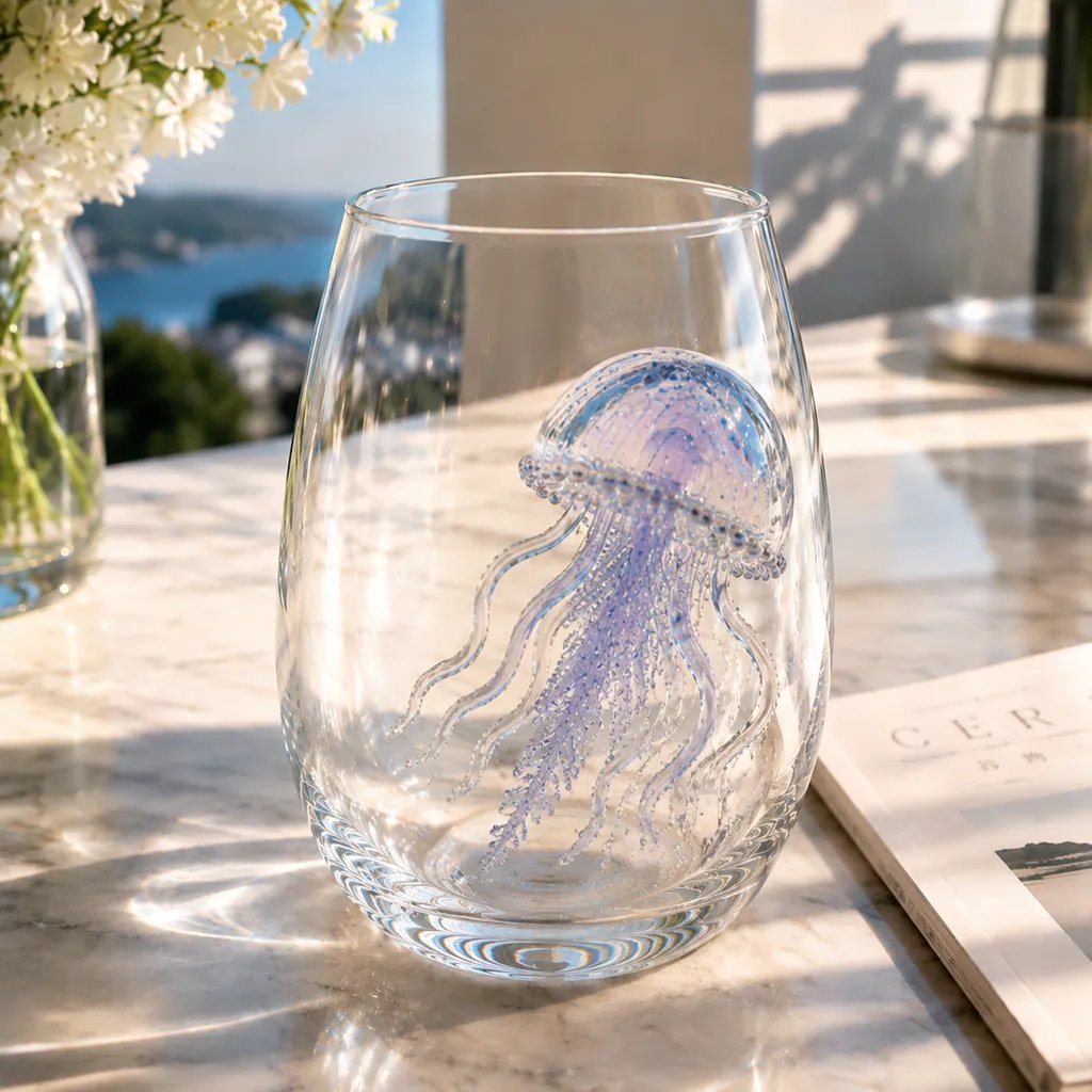 🌊 High-quality handmade glass featuring 3D marine life designs.