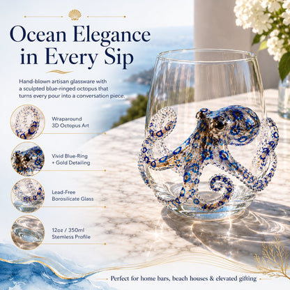 🌊 High-quality handmade glass featuring 3D marine life designs.