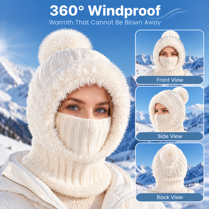 🎁49% OFF! 🥶 ❤️ 3-in-1 Women's Knitted Winter Hood with Soft Fleece Lining 🧣