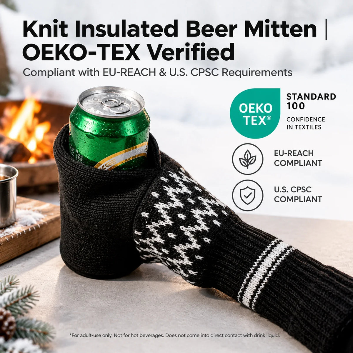 💥50% OFF 🧤Knitted Striped Thermal Beer Glove