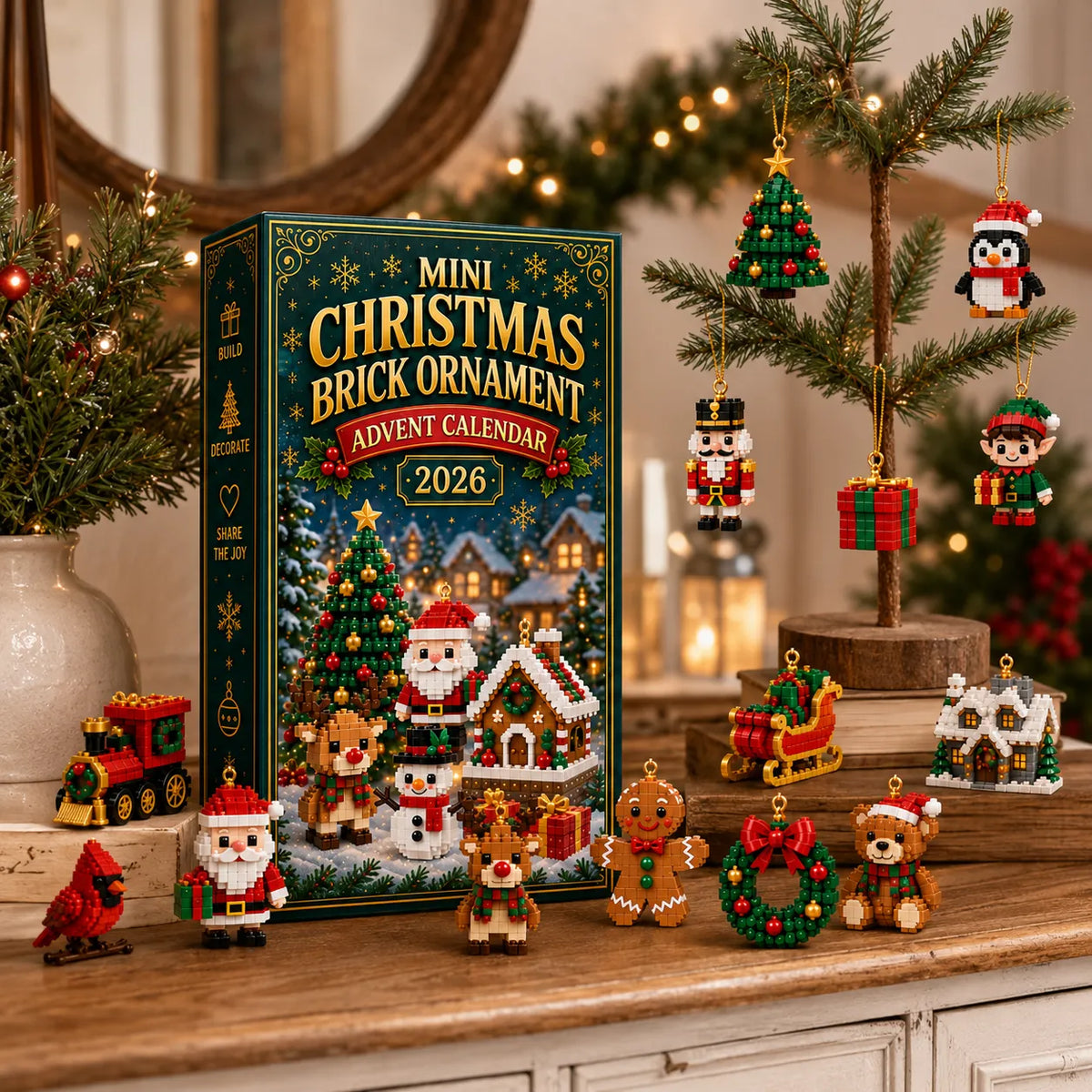 ⏳ Last Day 49% OFF – 🎄24-Day Mini Christmas Brick Ornament Advent Calendar | 24 Unique Buildable Holiday Ornaments to Create. Hang & Keep 🧱
