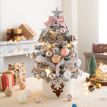 Flocked Pink Mini Christmas Tree Set (Free Shipping for Two Pieces)