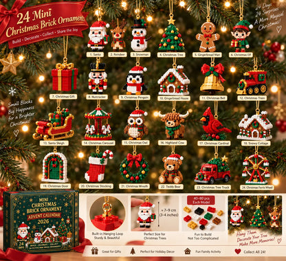 ⏳ Last Day 49% OFF – 🎄24-Day Mini Christmas Brick Ornament Advent Calendar | 24 Unique Buildable Holiday Ornaments to Create. Hang & Keep 🧱