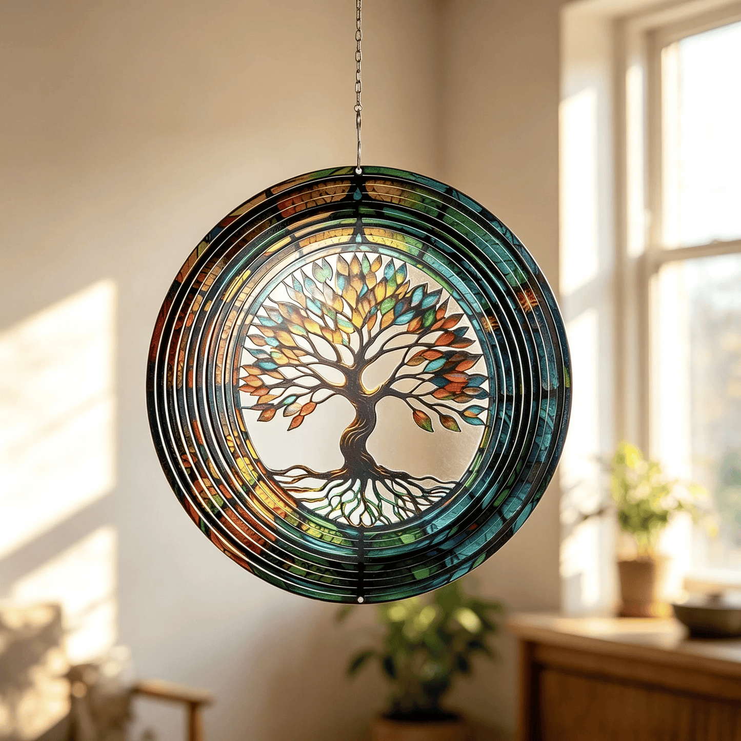 🌈🍃 3D "Tree of Life" Rotating Wind Chime—a colorful piece of art symbolizing growth, harmony, and beauty.