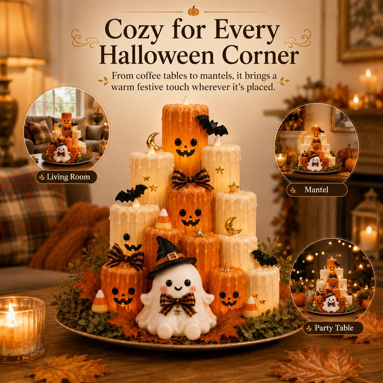 🔥 50% Off — Halloween Pumpkin Candle Holder (with Ghost Decoration) — High Quality 🎃👻