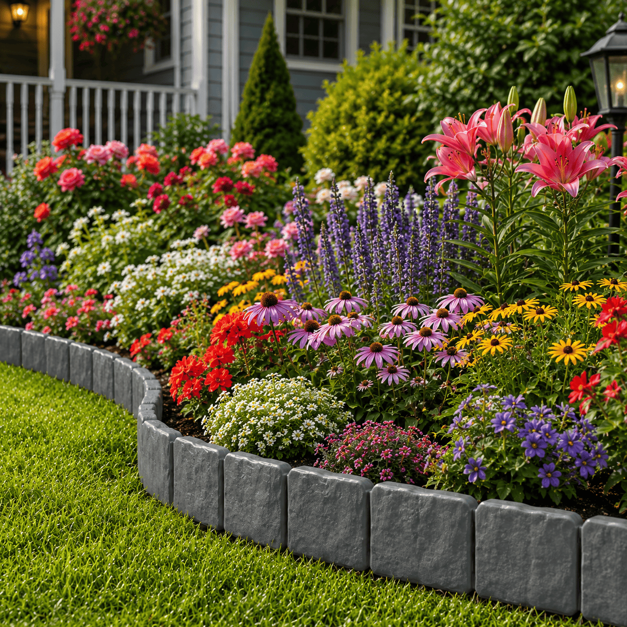 ☘️Faux Stone Landscape Edging Border with Realistic Natural Rock Appearance