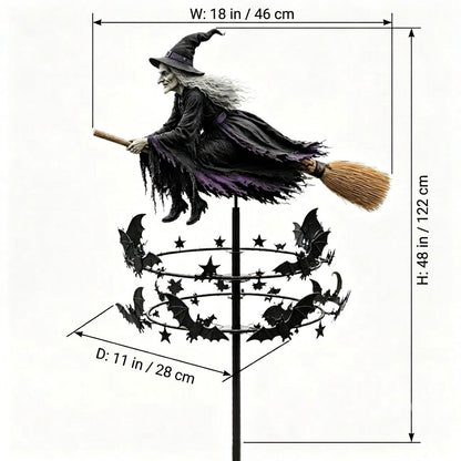 🧙‍♀️ Enchanted Witch Garden Wind Spinner – Where Witches Fly and Bats Dance