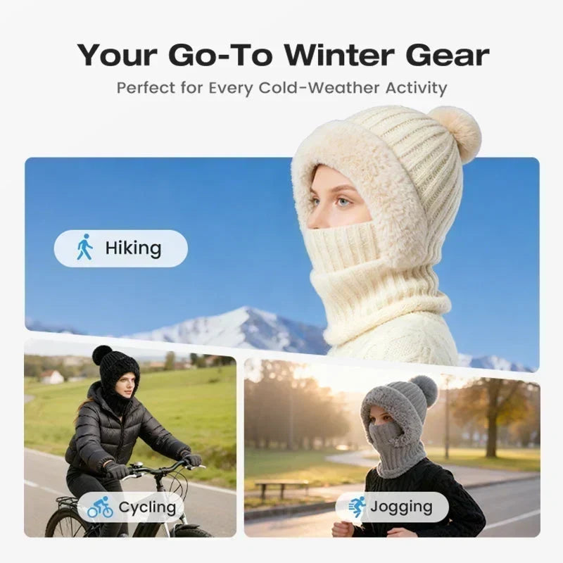🎁49% OFF! 🥶 ❤️ 3-in-1 Women's Knitted Winter Hood with Soft Fleece Lining 🧣
