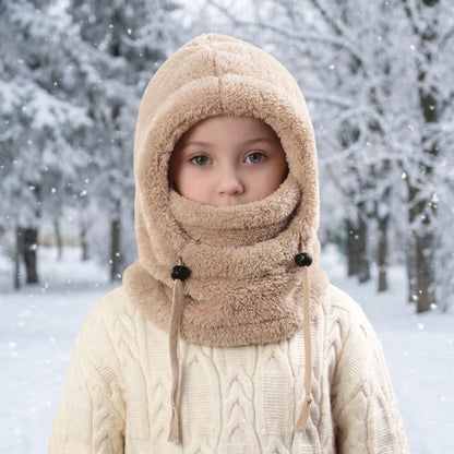 🔥 49% OFF – 3-in-1 Kids' Winter Hood – Soft Fleece Hat, Face Cover & Neck Warmer❄️🧣